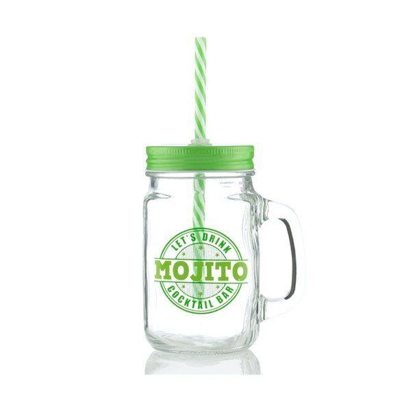 Sklenice s víčkem a brčkem InnovaGoods Mojito, 450 ml