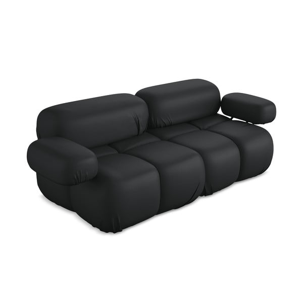 Divano componibile nero con rivestimento in finta pelle 190 cm Lokua – Makamii-image-1