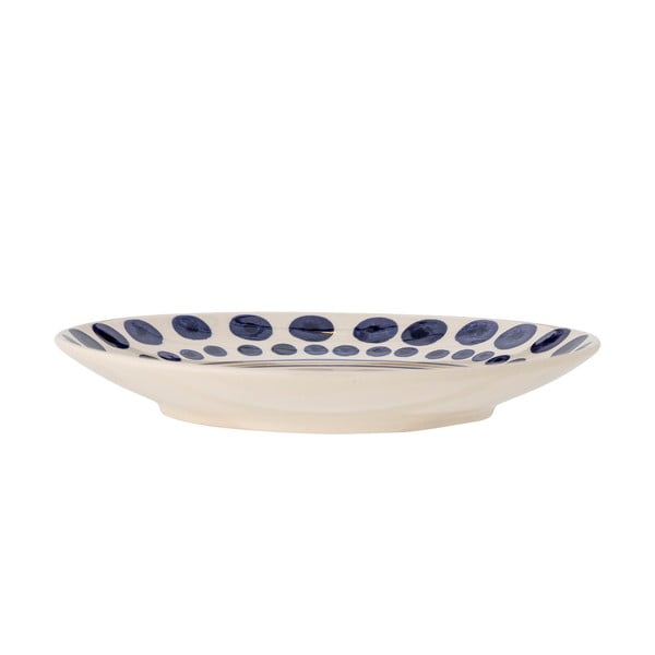 Piatto in gres bianco-blu scuro ø 27 cm Shama - Bloomingville-image-1