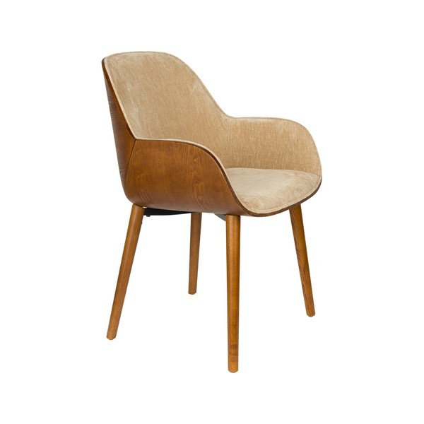 Sedia da pranzo beige in imbottito con braccioli Taylor – Dutchbone