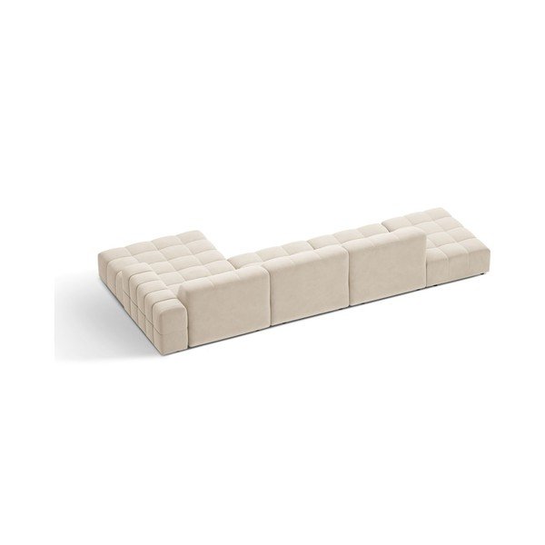 Divano angolare color crema (con penisola a destra/con chaise lounge) con rivestimento in velluto Chicago – Cosmopolitan Design-image-2