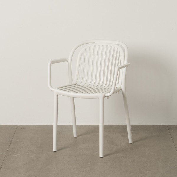 Sedia da pranzo bianca in plastica impilabile Alia – Ixia-image-1