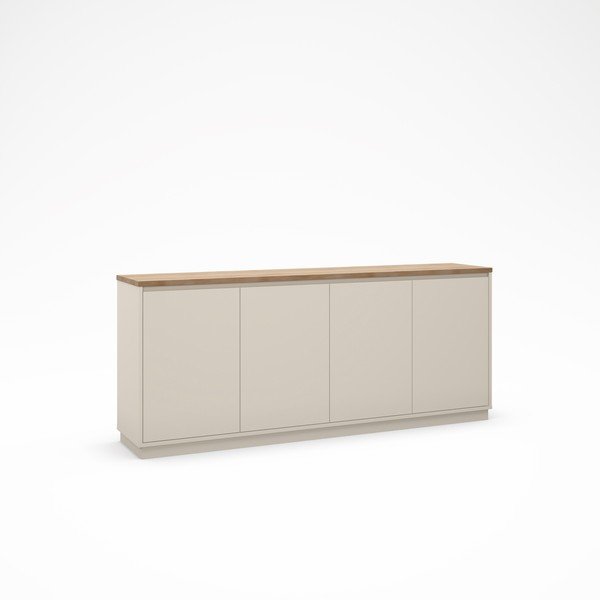 Cassettiera beige con effetto rovere 201x84x40 cm Loreta – Marckeric-image-2