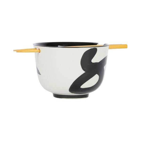 Ciotola in gres bianco e nero ø 13 cm Linge - Sema-image-1