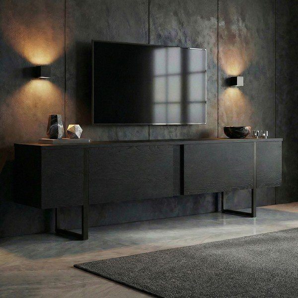Mobile TV nero 180x50x30 cm Onera – Kalune Design-image-2