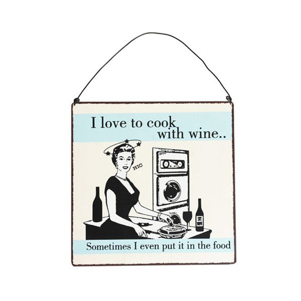 Kovová cedulka Rex London Cook With Wine