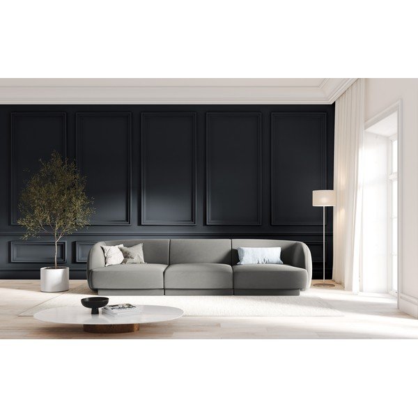 Divano in velluto grigio 259 cm Miley - Micadoni Home-image-1