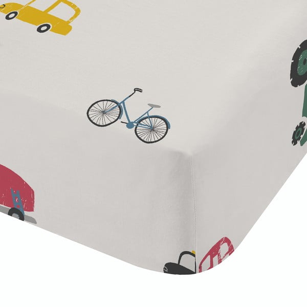 Lenzuolo con angoli per bambini bianco in cotone per letto singolo 90x190 cm Transport – Bianca
