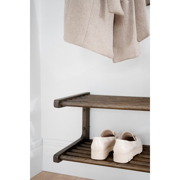 Scarpiera pensile marrone scuro in legno di quercia Inverness - Rowico-image-3