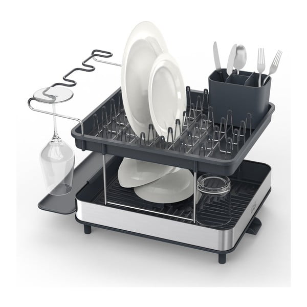 Vassoio di raccolta grigio a due livelli in acciaio inox Excel - Joseph Joseph-image-3