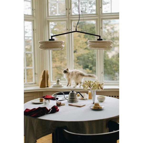 Lampadario marrone/color crema in vetro opale Apelqvist – Jotex-image-3