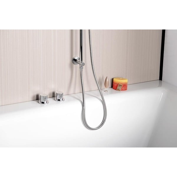 Asta per doccia in ottone da parete in argento lucido con supporto scorrevole/con uscita acqua  76 cm Daniela – Sapho-image-4