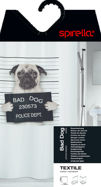 Tenda per doccia 180x200 cm Bad Dog – Spirella-image-1