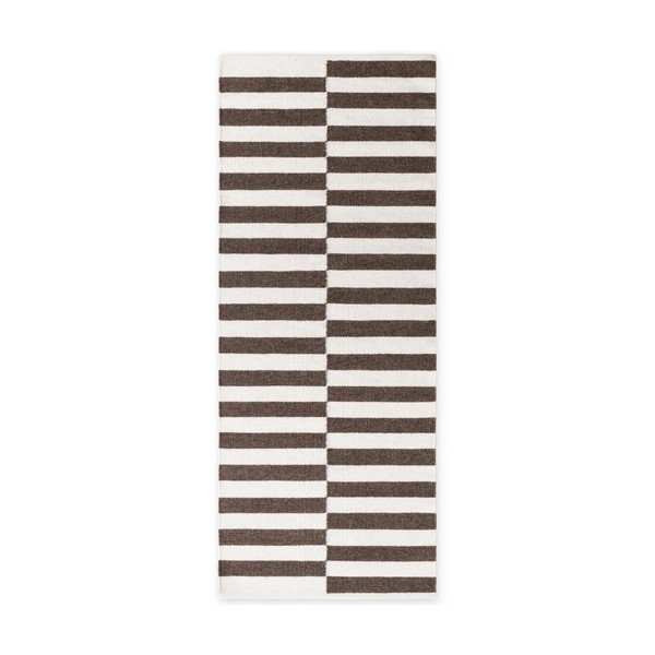 Passatoia bianca/marrone in lana reversibile/tessuta a mano 80x200 cm Vika – Hanse Home
