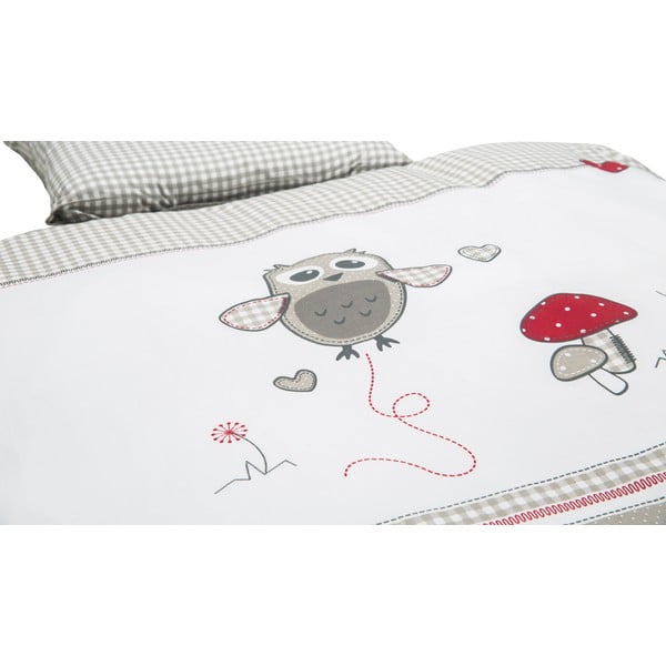 Set copripiumino e federa da bambini bianco/grigio in cotone per culla 80x80 cm Adam & Eule – Roba-image-2