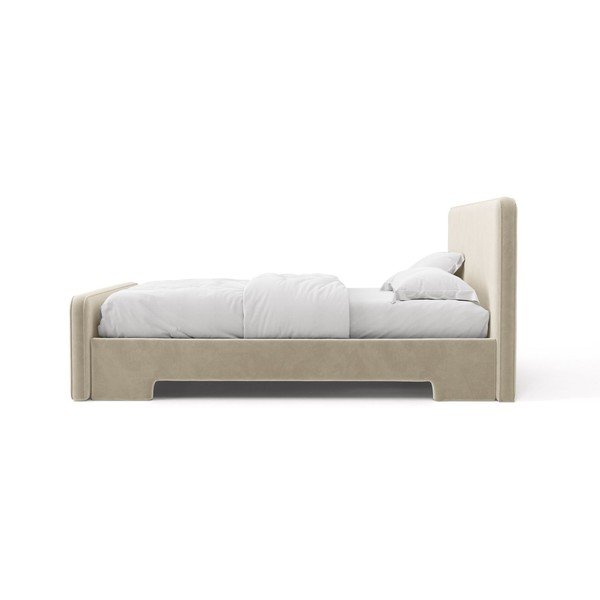 Letto matrimoniale imbottito beige con rete inclusa 180x200 cm Eda – Micadoni -image-3