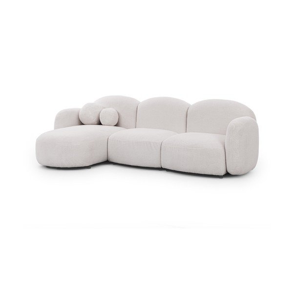 Divano angolare color crema (con penisola a sinistra/con chaise lounge) con rivestimento in bouclé Orbit – Ropez