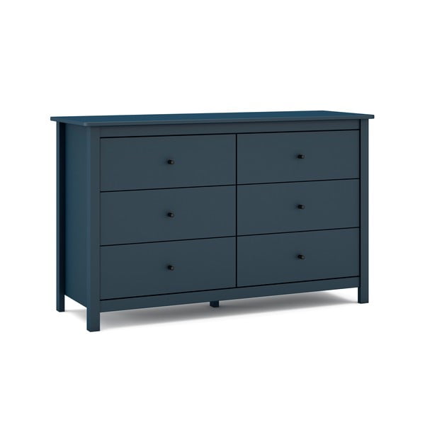 Cassettiera bassa blu scuro in pino 130x80 cm Misti - Marckeric-image-3