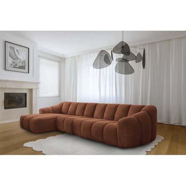 Divano angolare color terracotta (con penisola a sinistra/con chaise lounge) Shell – Miuform-image-1