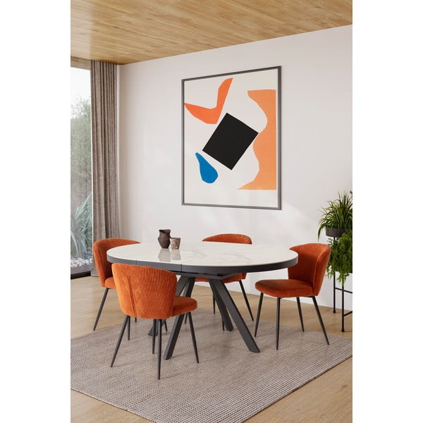 Tavolo da pranzo rotondo allungabile con piano aggiuntivo in ceramica ø 120 cm Bela - Marckeric-image-2