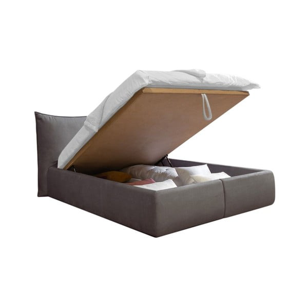 Letto matrimoniale imbottito grigio scuro con contenitore con griglia 160x200 cm Jade - Bobochic Paris-image-3