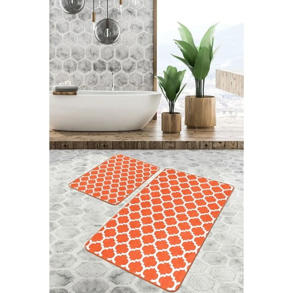 Set di tappetini per il bagno arancioni in velluto 2 pz 60x100 cm – Mila Home-image-2