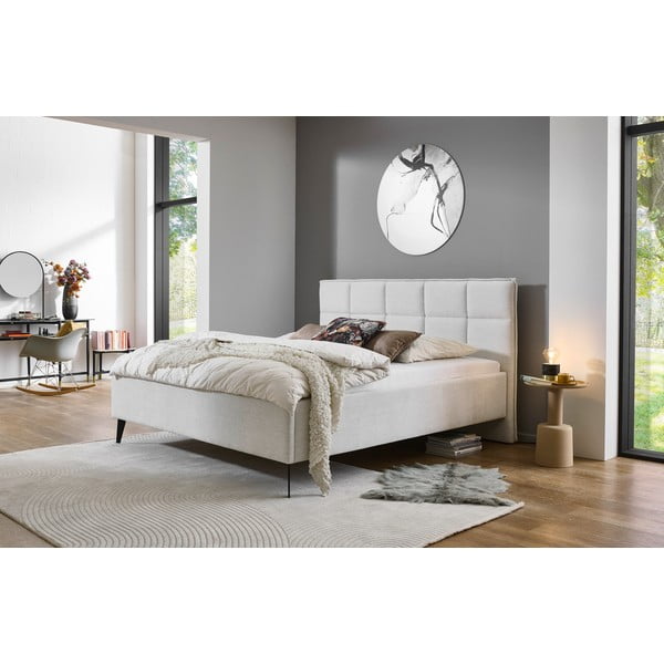 Letto matrimoniale imbottito beige rete non inclusa 160x200 cm Paulo – Meise Möbel-image-1