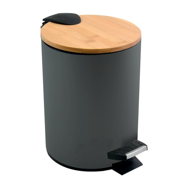 Cestino per la spazzatura grigio scuro in acciaio con pedale 3 l   Adonis – Spirella