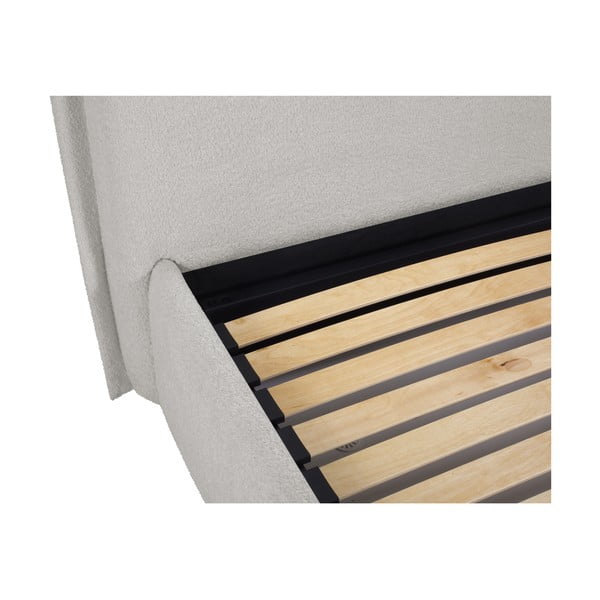 Letto matrimoniale imbottito grigio chiaro con contenitore e doghe 160x200 cm Armie - Milo Casa-image-4