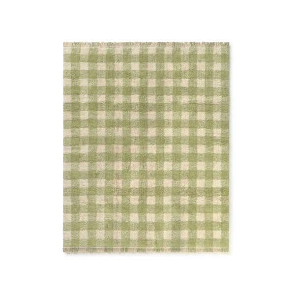 Tappeto per bambini verde in cotone lavabile/tessuto a mano 90x120 cm Vichy – Lorena Canals
