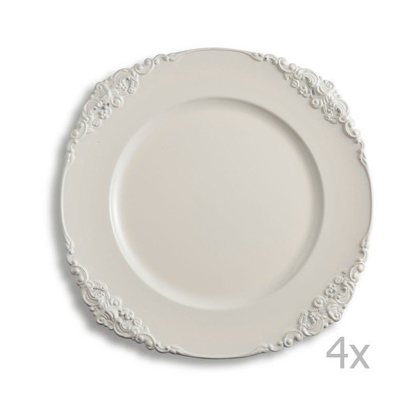 Sada čtyř krémových talířů Brandani Elegance