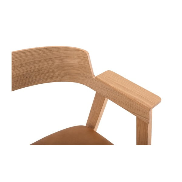 Sedia da pranzo marrone/di colore naturale in pelle con braccioli Flip – Gazzda-image-4