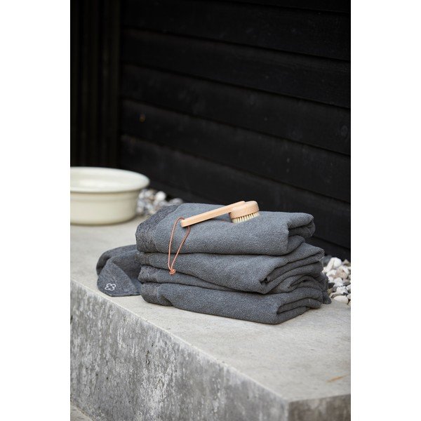 Asciugamano grigio con lino 140x70 cm Inu - Zone-image-2