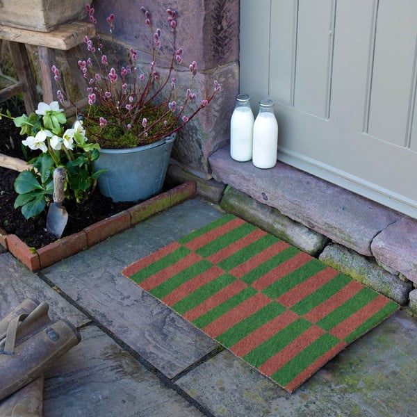 Zerbino in fibre di cocco 40x60 cm Pink & Green Half Stripes – Artsy Doormats-image-3