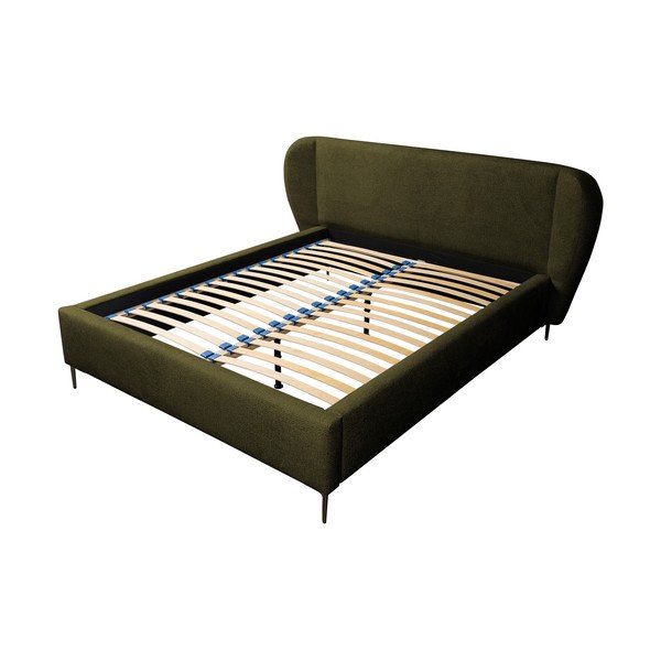 Letto matrimoniale imbottito verde scuro con rete inclusa 180x200 cm Makana – Makamii-image-1