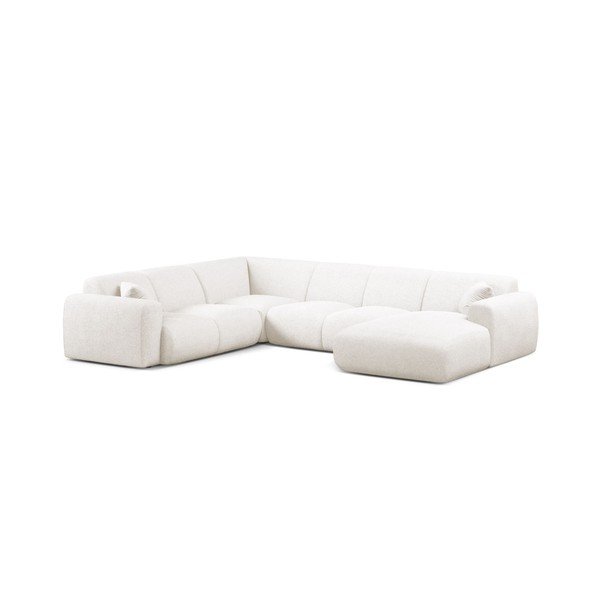 Divano angolare bianco (a U) con rivestimento in bouclé Molino – Micadoni 