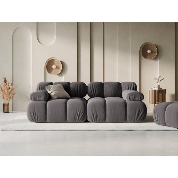 Divano in velluto grigio scuro 188 cm Bellis - Micadoni Home-image-1