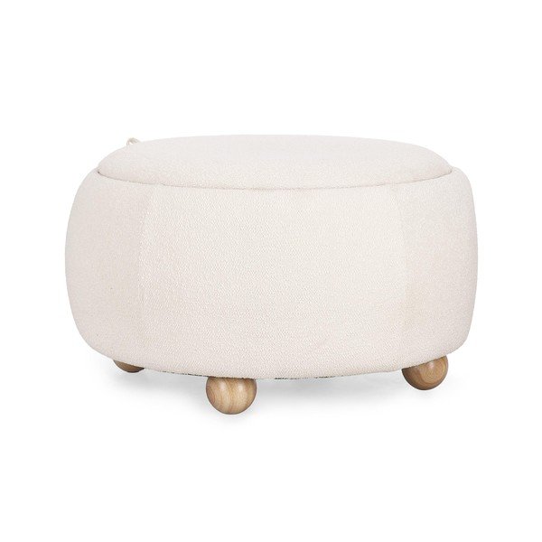 Poggiapiedi color crema con rivestimento in bouclé Irisha – Bizzotto