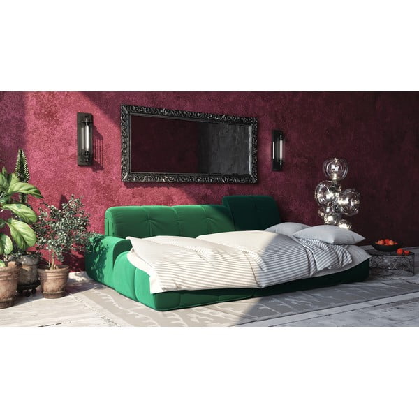 Divano letto angolare Devichy in velluto verde scuro, angolo sinistro Tous - devichy-image-1