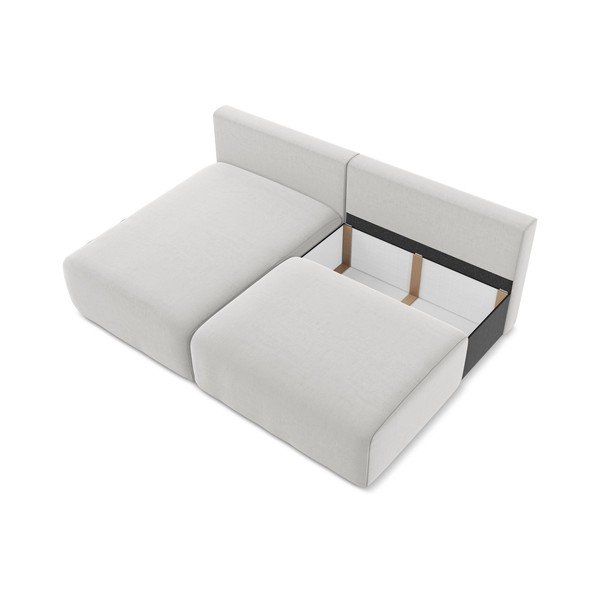 Divano angolare grigio chiaro allungabile/con contenitore (con penisola a sinistra/con chaise lounge) con rivestimento in velluto Kalena – Makamii-image-4