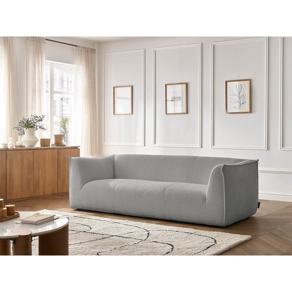 Divano grigio chiaro con rivestimento in bouclé 242 cm Giorgia – Bobochic Paris-image-1
