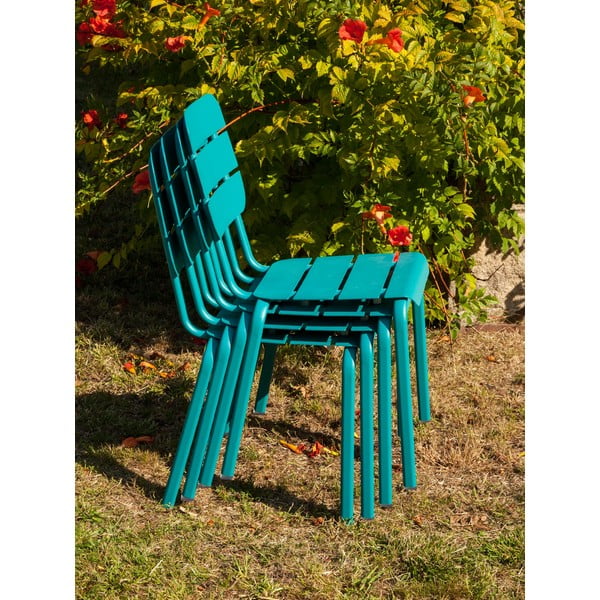 Set da pranzo da giardino in alluminio blu-marrone per 4 persone Typon - Ezeis-image-2