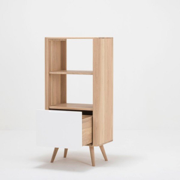 Libreria in rovere bianco 60x125 cm Ena - Gazzda-image-1