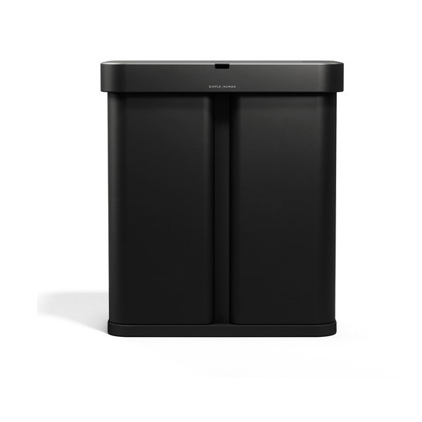 Cestino per la spazzatura nero in acciaio per raccolta differenziata/con sensori contactless 34+24 l Dual Sensor – simplehuman-image-2