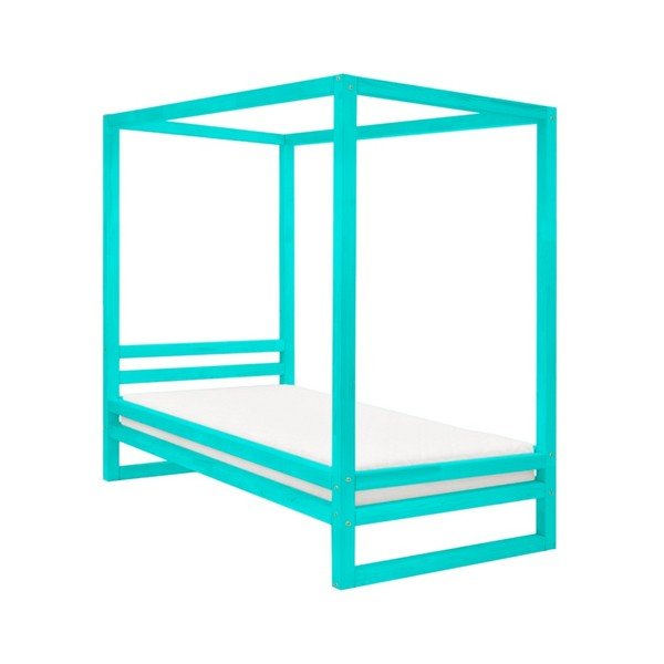 Tyrkysově modrá dřevěná jednolůžková postel Benlemi Baldee, 200 x 90 cm