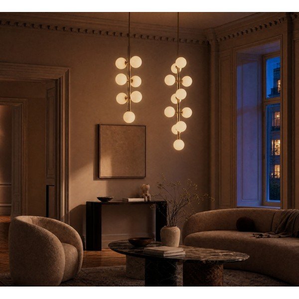 Lampadario bianco/dorato in metallo con paralume in vetro ø 27 cm Trieste – Premier Housewares-image-2