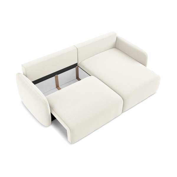Divano angolare color crema allungabile/con contenitore (con penisola a destra/con chaise lounge) con rivestimento in velluto Kalena – Makamii-image-4