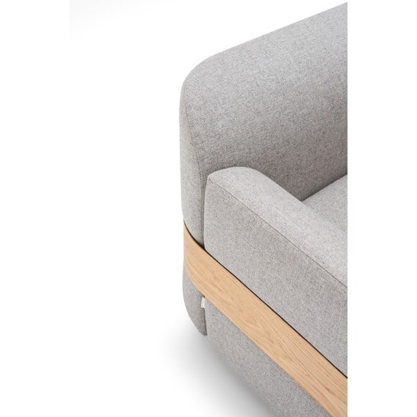 Modulo divano grigio chiaro (angolo sinistro) in misto lana e lino Hugg - Gazzda-image-3