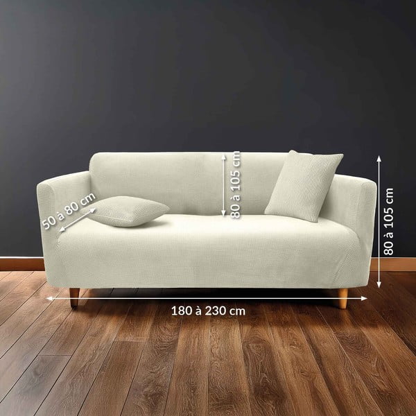 Copridivano color crema con rivestimento elastico per divano a 3 posti Sacha – douceur d'intérieur-image-1