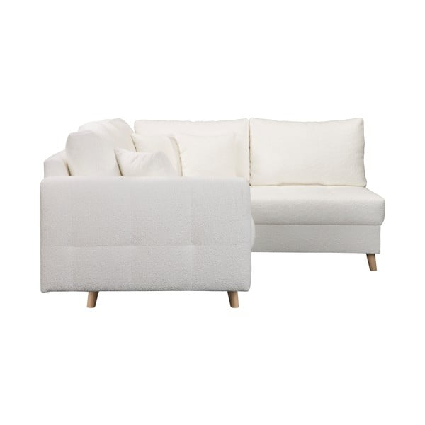 Divano angolare bianco in tessuto bouclé (angolo destro) Ariella - Ropez-image-4